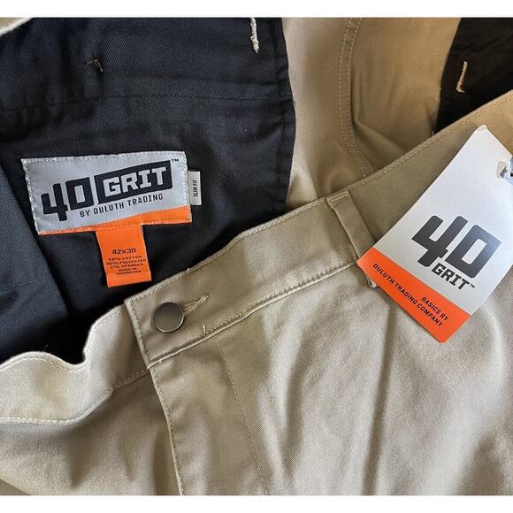 NWT Duluth Trading 40 Grit Men's Khaki Flex Twill Slim Fit Pants Size 42x30 - Picture 4 of 4